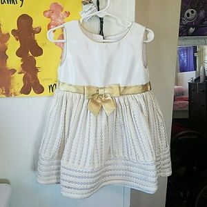 Beautiful Little Girls 3T White Gold Formal Dress